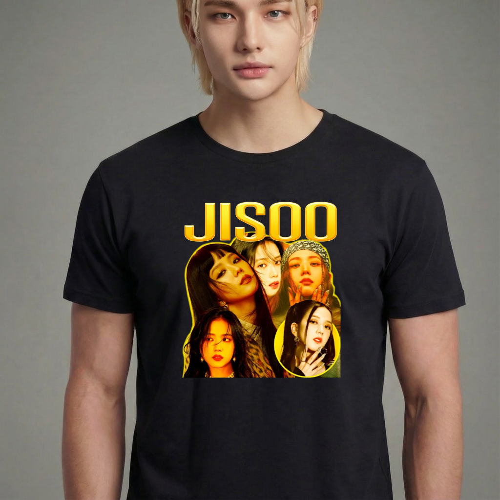 Camiseta camiseta-basica-black-pink-jisoo - Preta