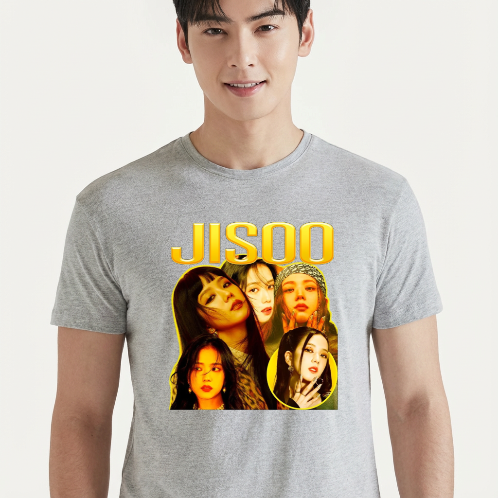 Camiseta camiseta-basica-black-pink-jisoo - Cinza