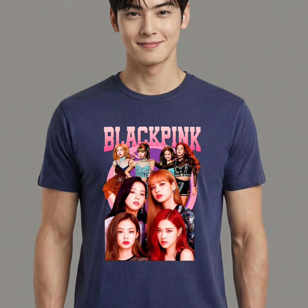 Camiseta camiseta-basica-black-pink-kpop - Azul