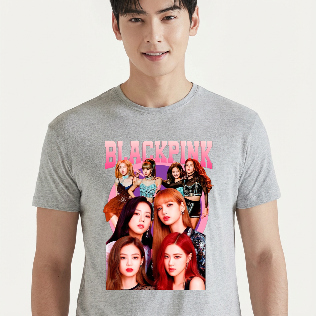 Camiseta camiseta-basica-black-pink-kpop - Cinza