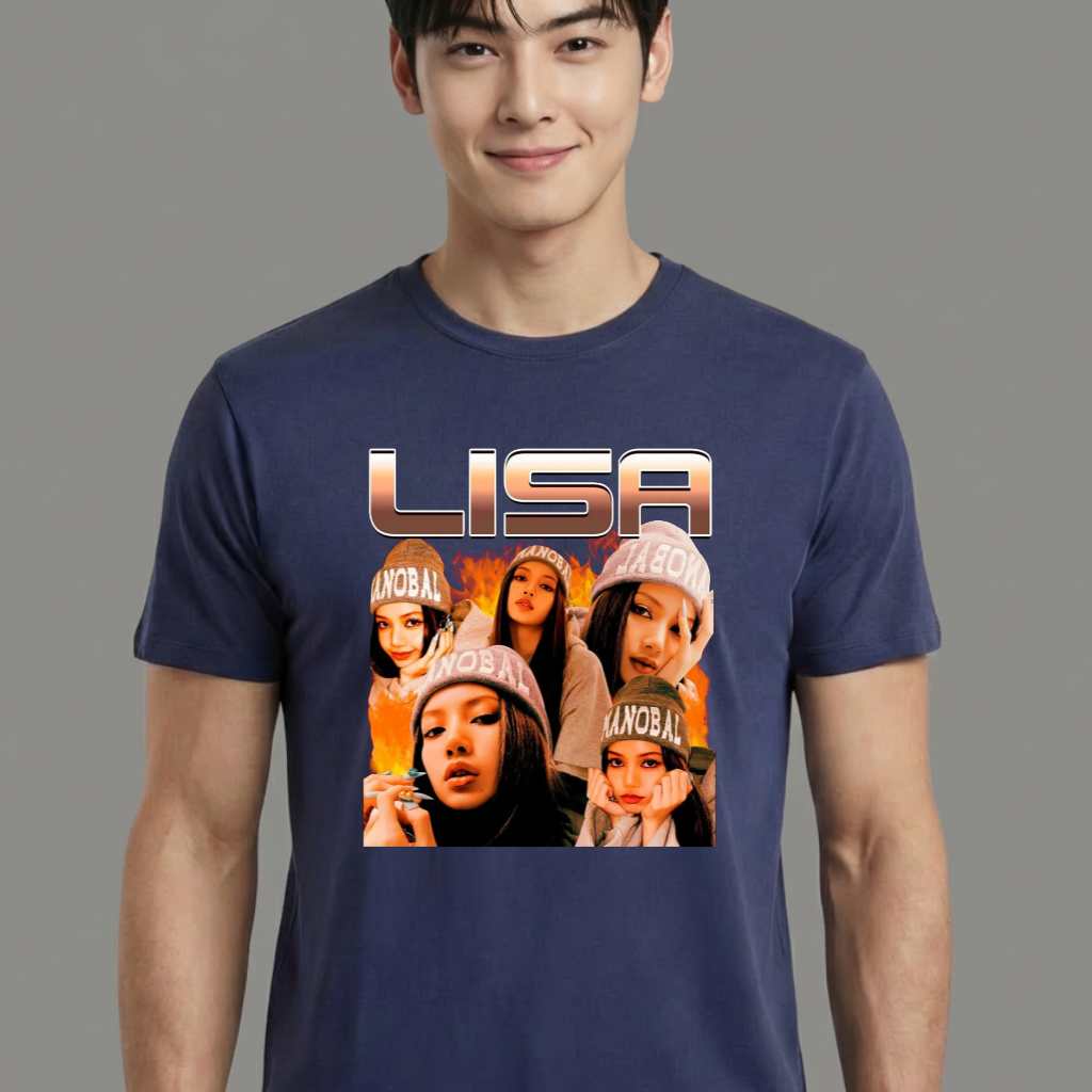 Camiseta camiseta-basica-black-pink-lisa - Azul