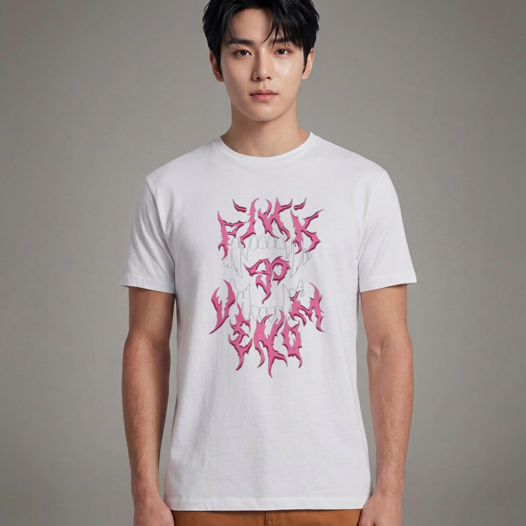 Camiseta Básica Blackpink Pink Venom - Branca