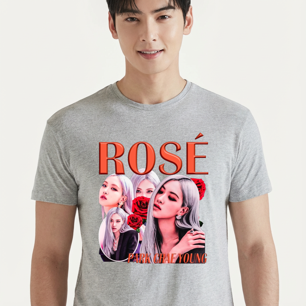 Camiseta BLACKPINK Rose cinza