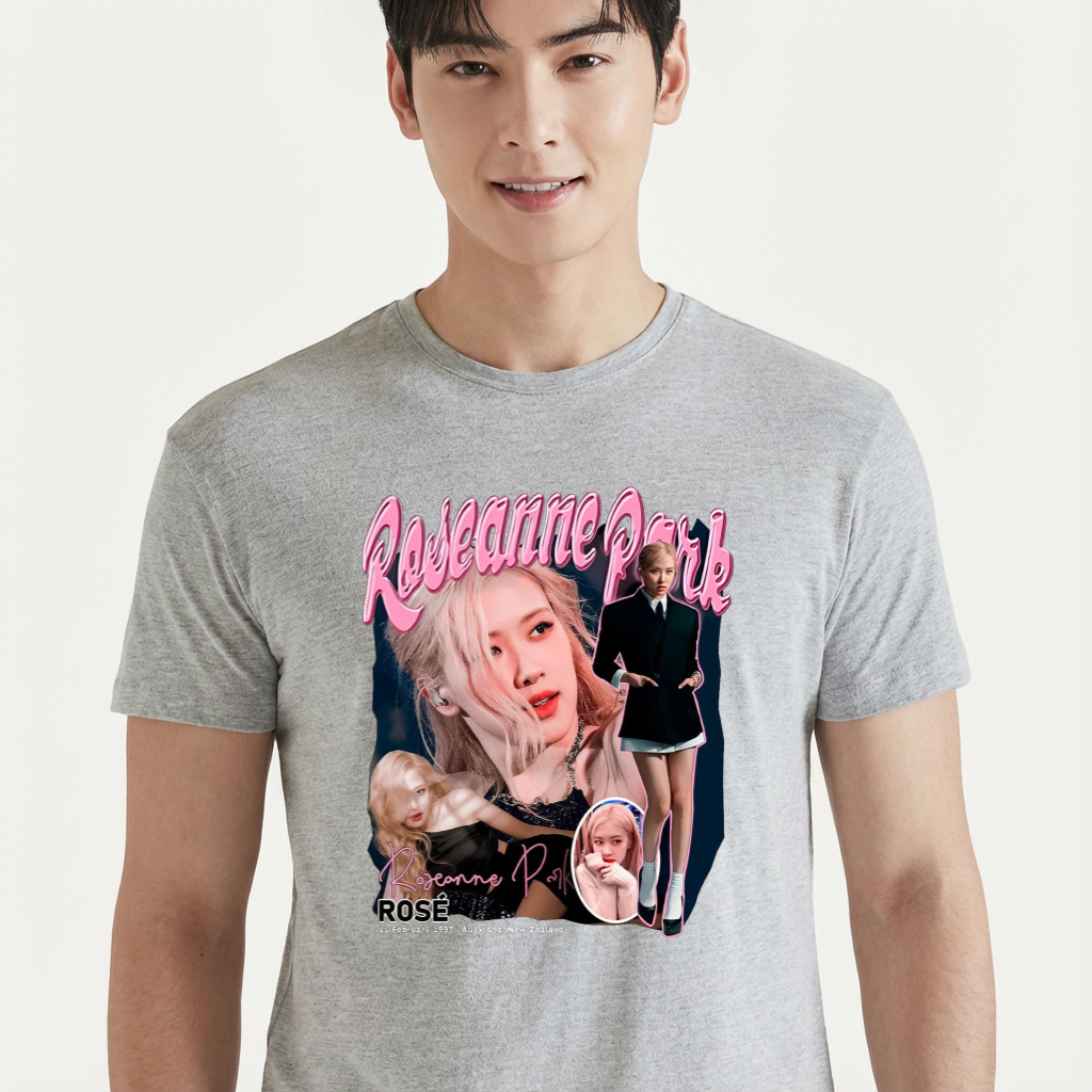 Camiseta camiseta-basica-black-pink-roseanne-park - Cinza