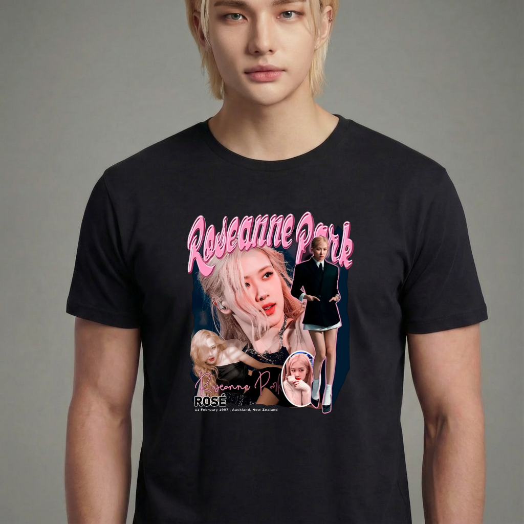 Camiseta camiseta-basica-black-pink-roseanne-park - Preta