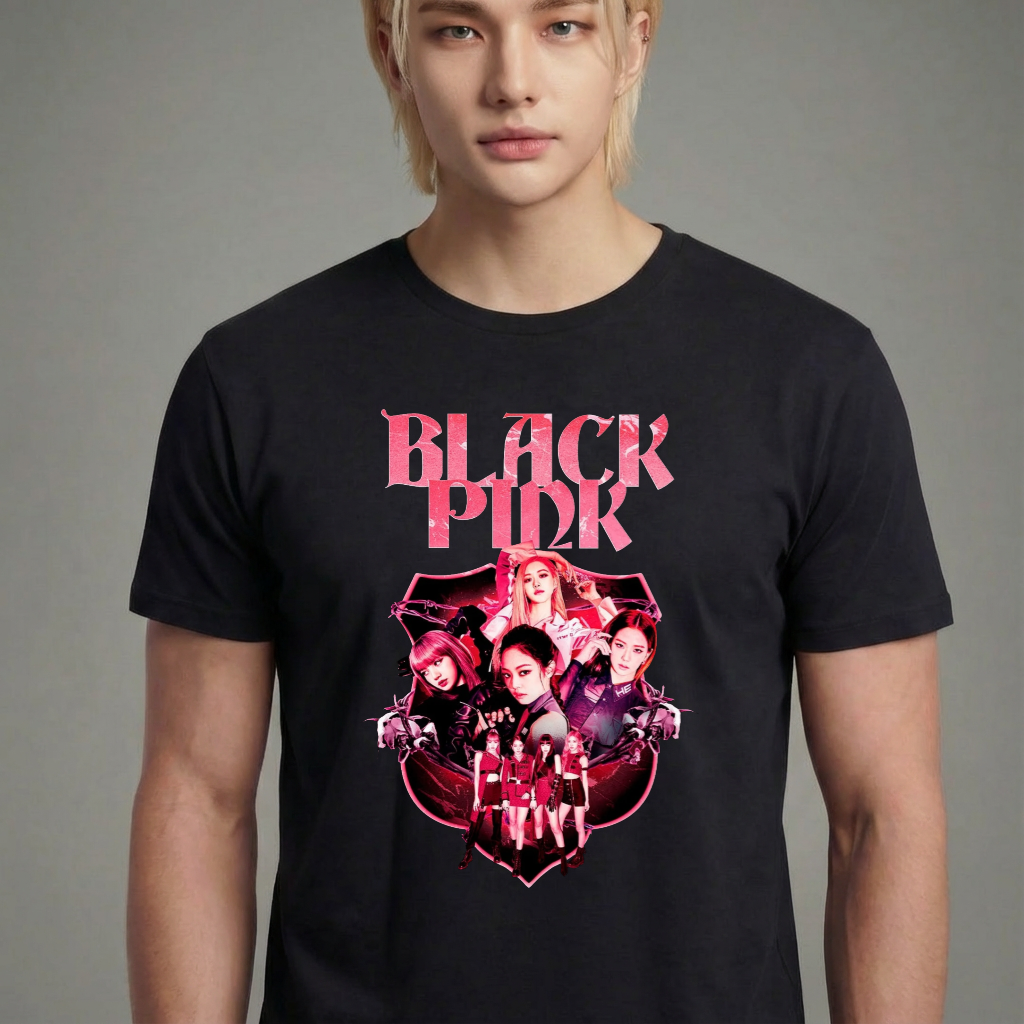 Camiseta camiseta-basica-black-pink-shield - Preta