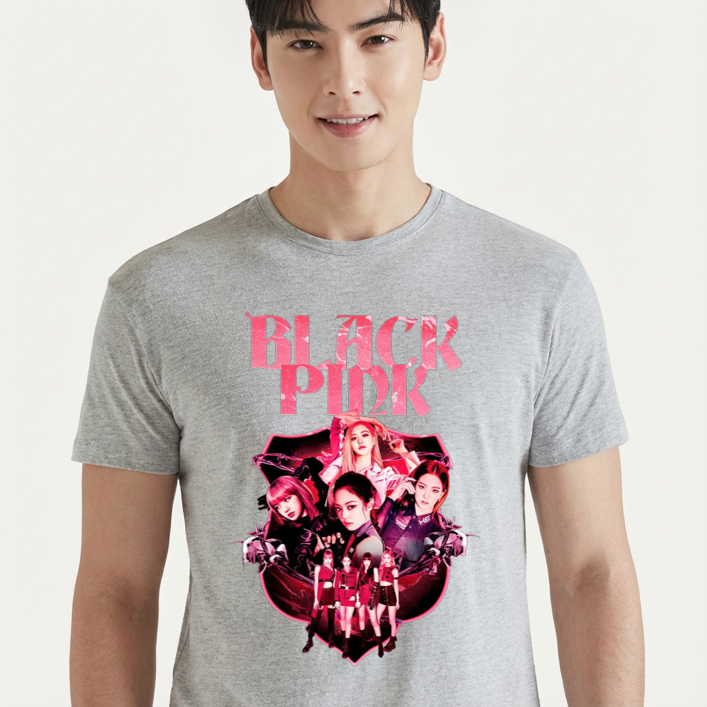 Camiseta camiseta-basica-black-pink-shield - Cinza