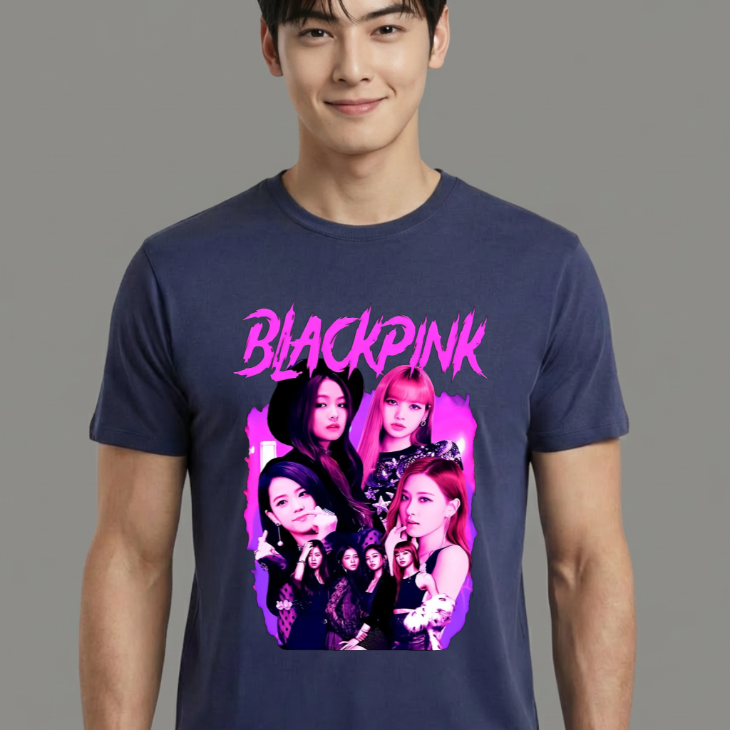 Camiseta camiseta-basica-black-pink - Azul