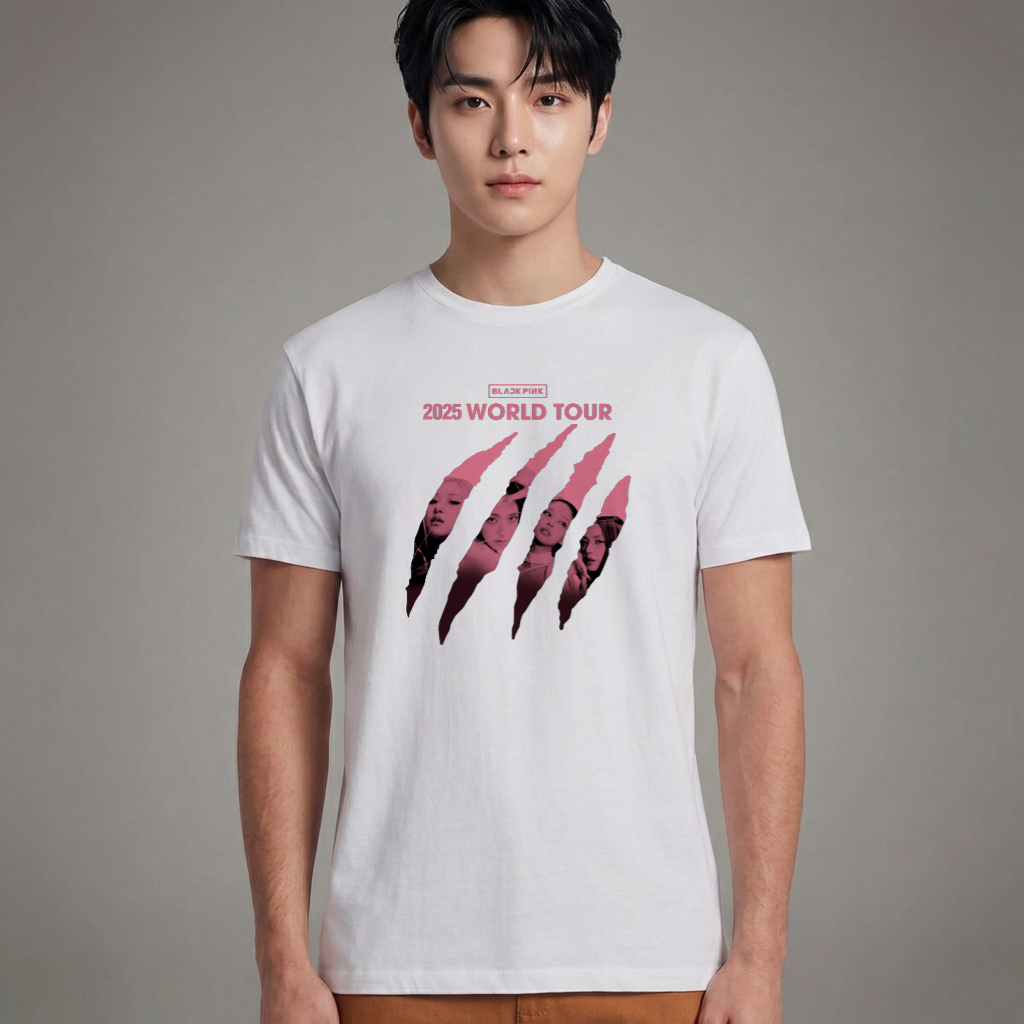 Camiseta Básica Blackpink 2025 World Tour - Branca