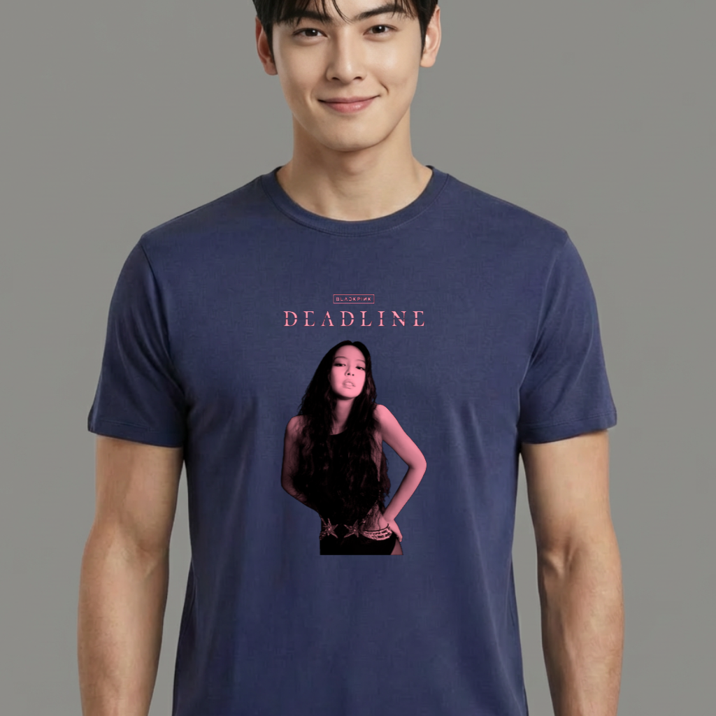 Camiseta camiseta-basica-blackpink-deadline-jennie - Azul