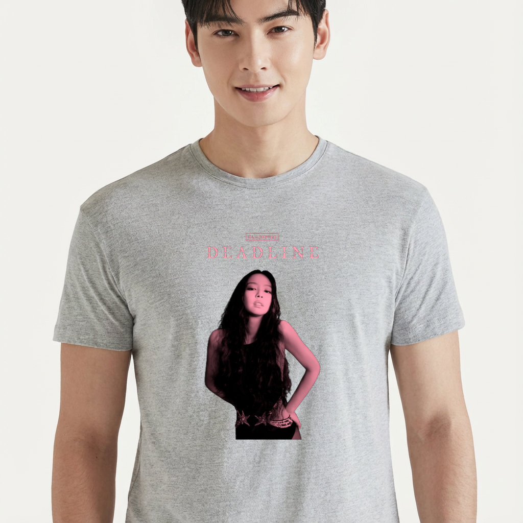 Camiseta camiseta-basica-blackpink-deadline-jennie - Cinza