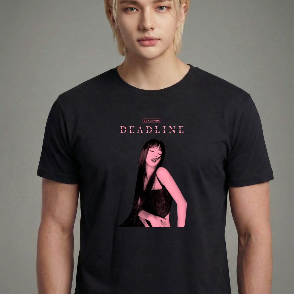 Camiseta camiseta-basica-blackpink-deadline-jisoo - Preta