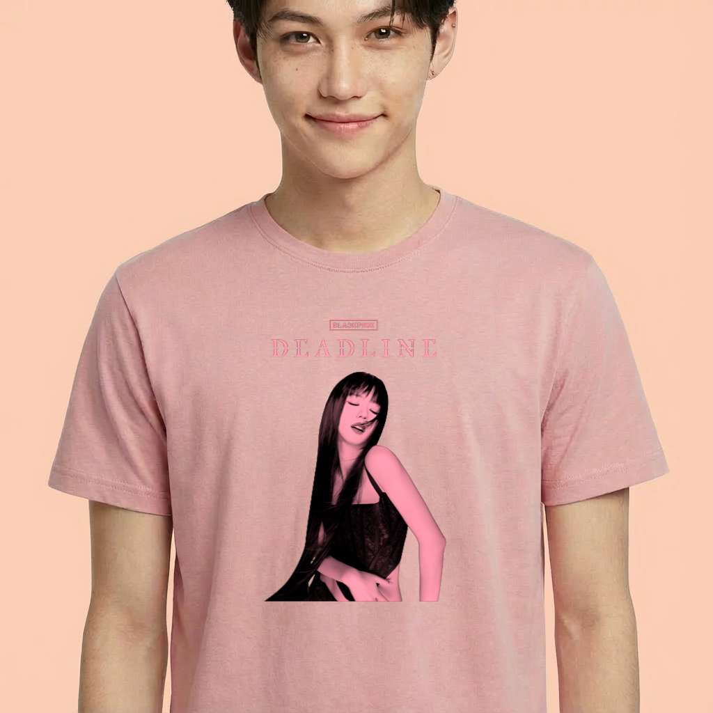 Camiseta camiseta-basica-blackpink-deadline-jisoo - Rosa
