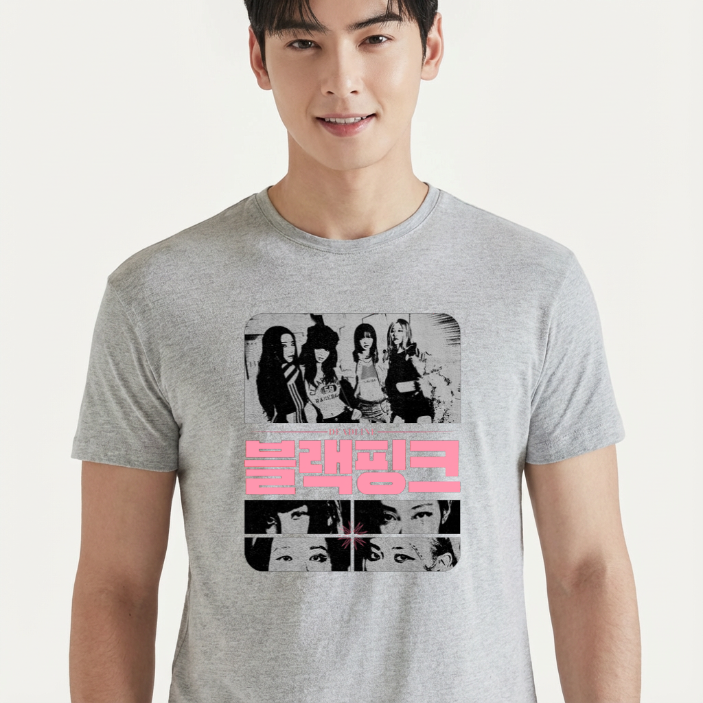 Camiseta camiseta-basica-blackpink-deadline-korean - Cinza