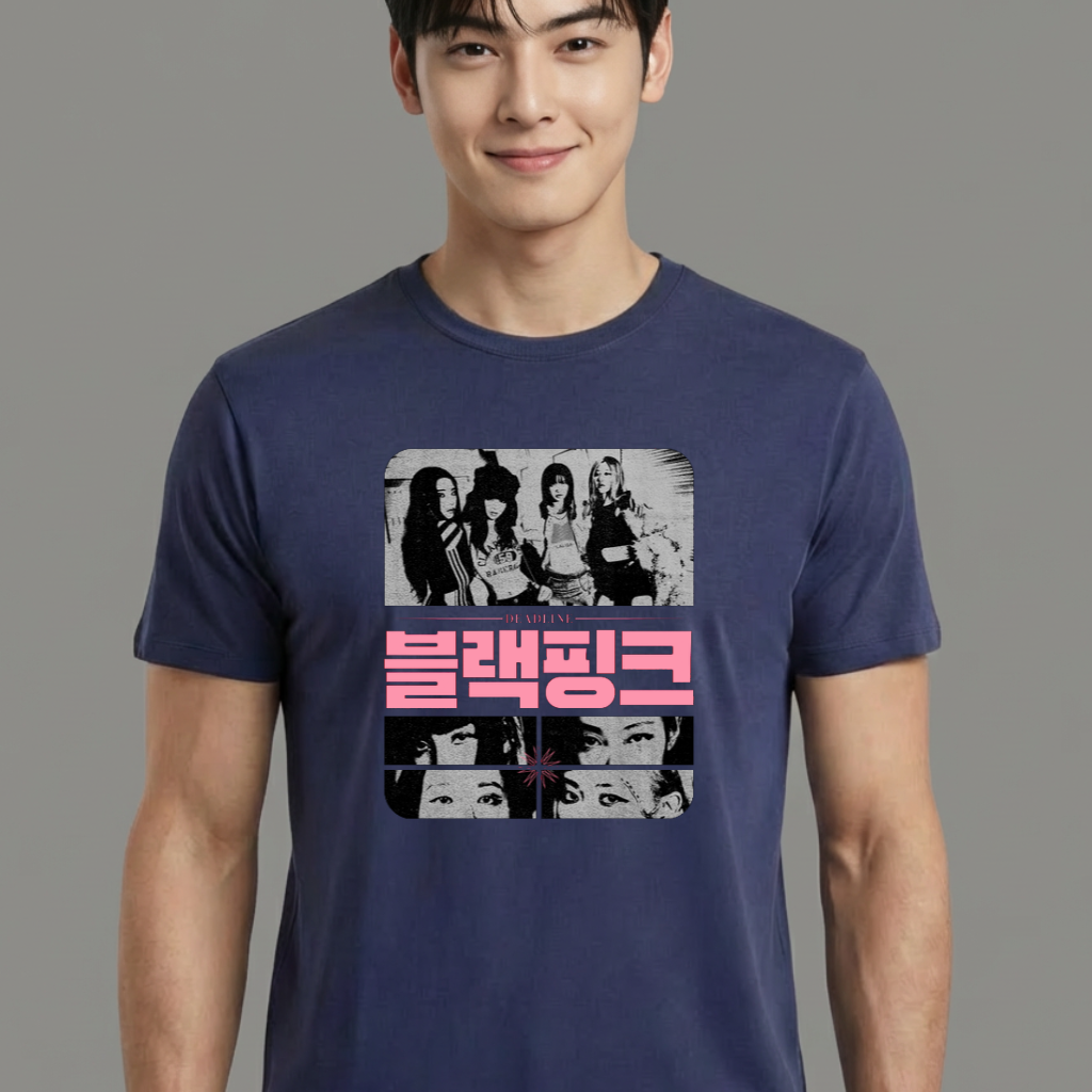 Camiseta camiseta-basica-blackpink-deadline-korean - Azul