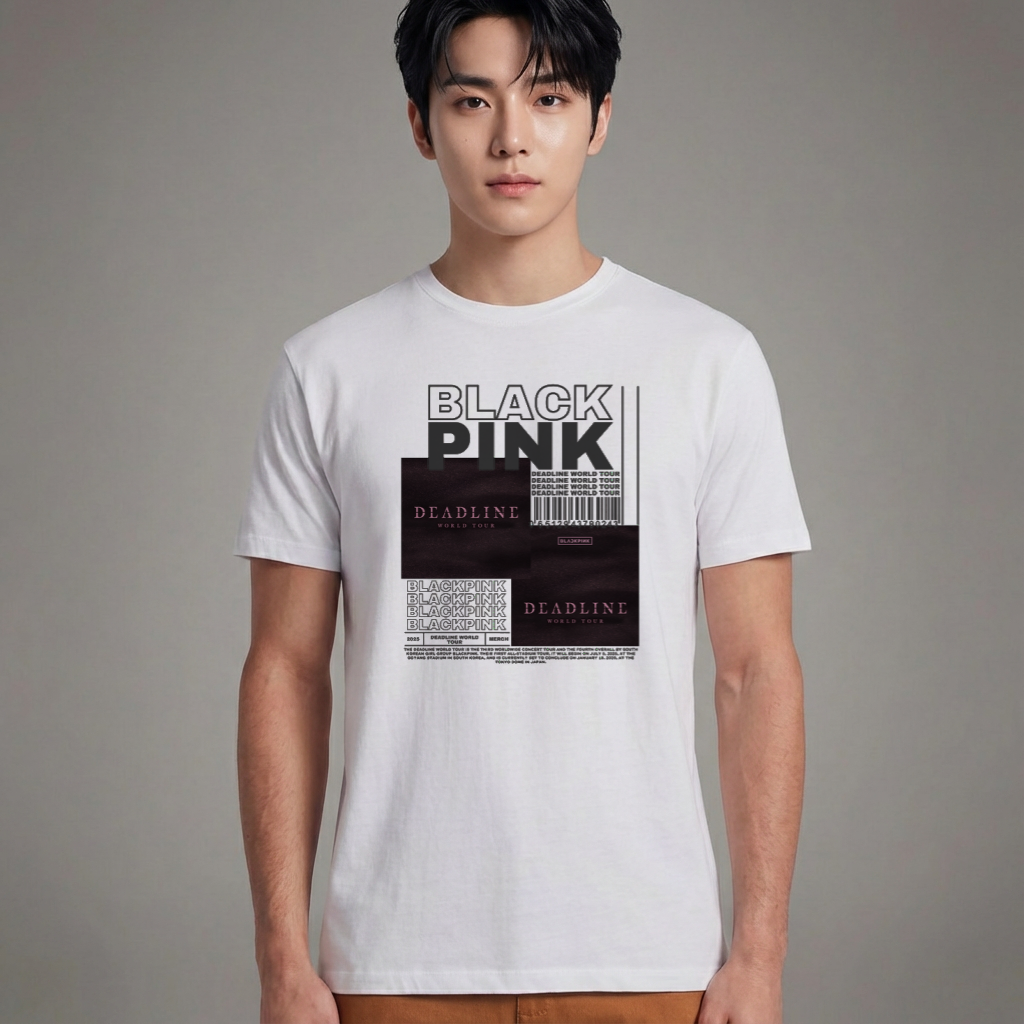 Camiseta Básica Blackpink Deadline Merch - Branca