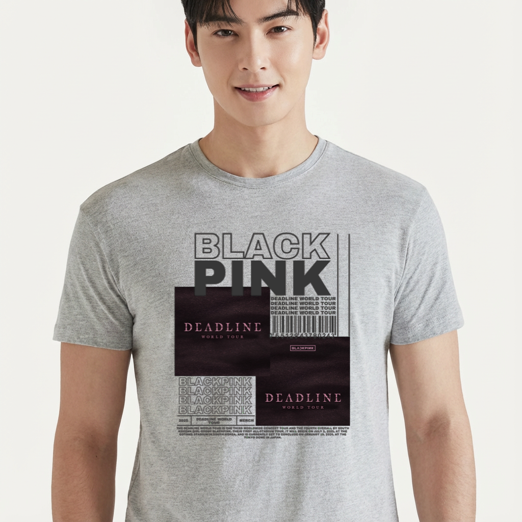 Camiseta BLACKPINK Deadline Merch cinza