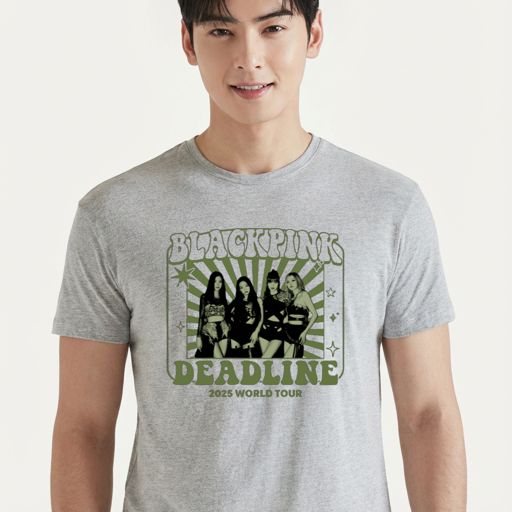 Camiseta camiseta-basica-blackpink-deadline-poster - Cinza