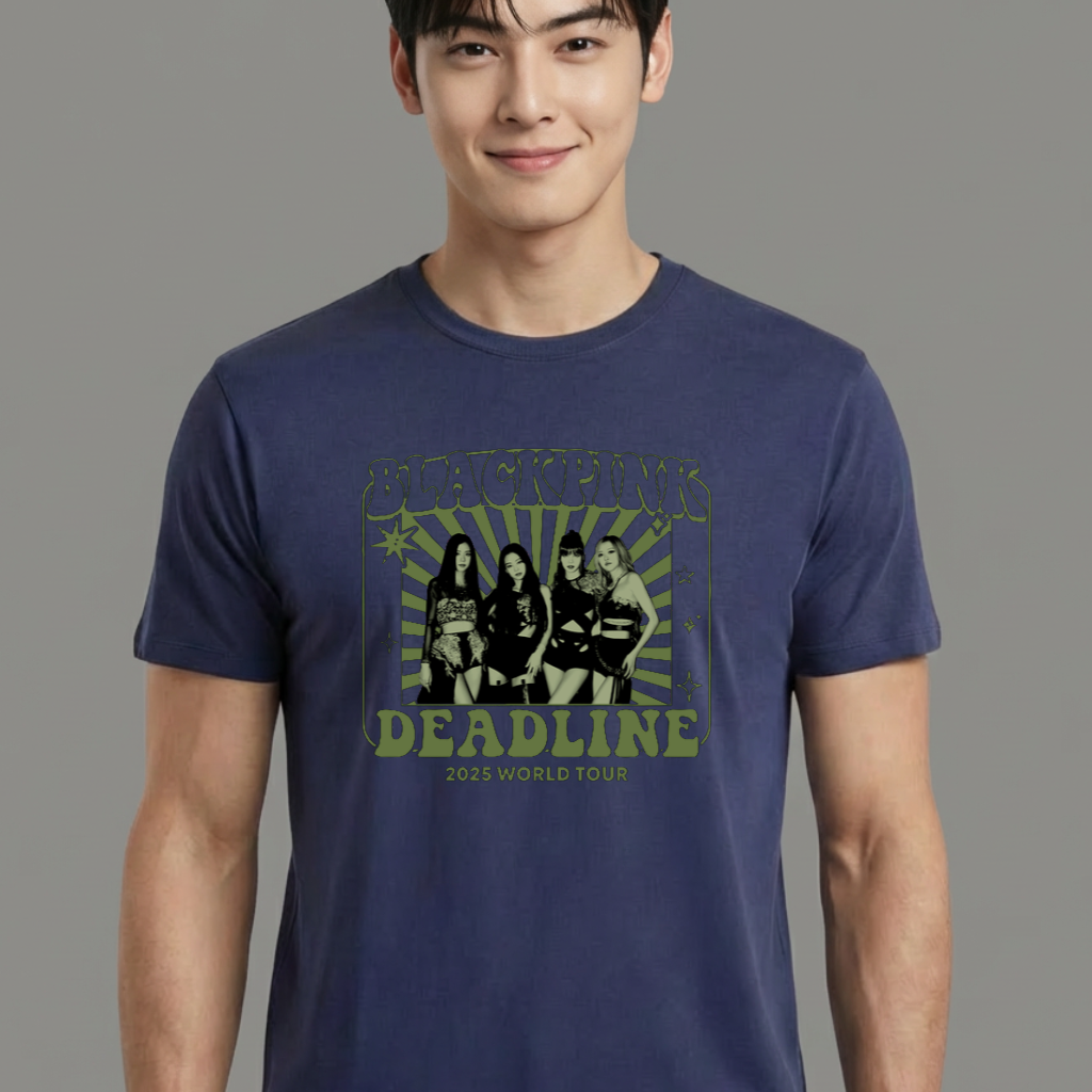Camiseta camiseta-basica-blackpink-deadline-poster - Azul