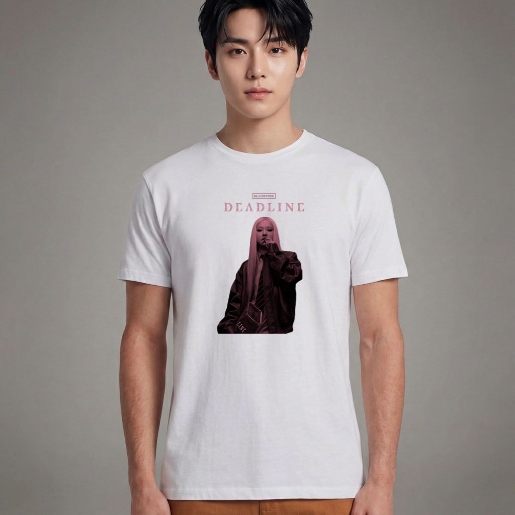 Camiseta Básica Blackpink Deadline Rosé - Branca
