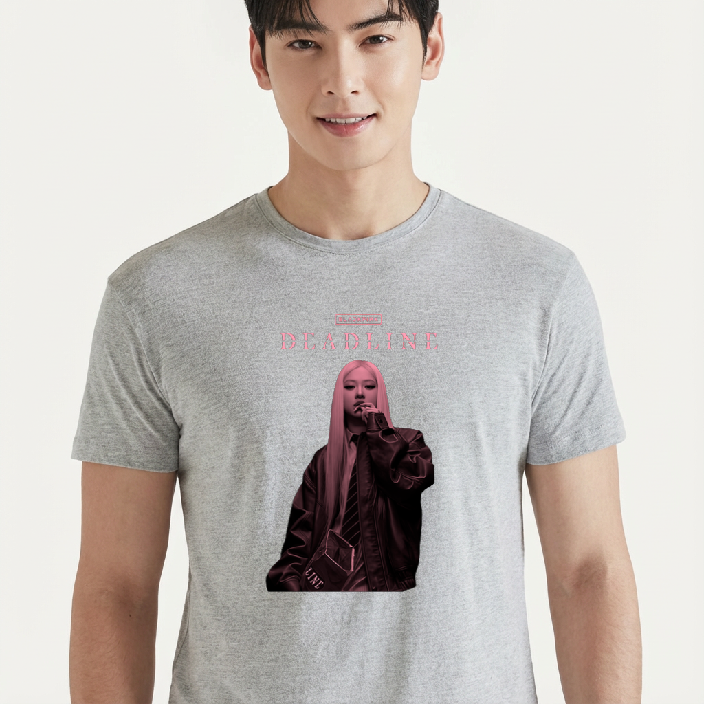 Camiseta camiseta-basica-blackpink-deadline-rose - Cinza