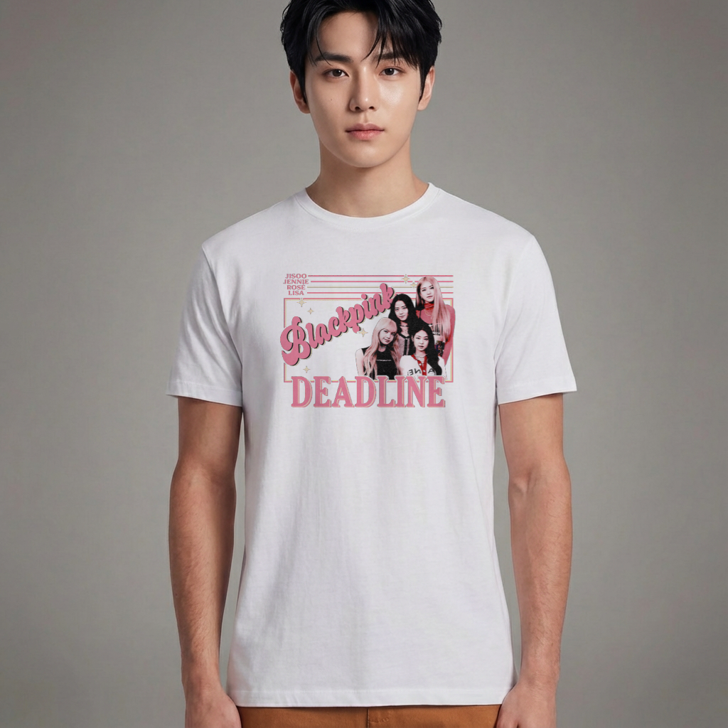Camiseta Básica Blackpink Deadline - Branca