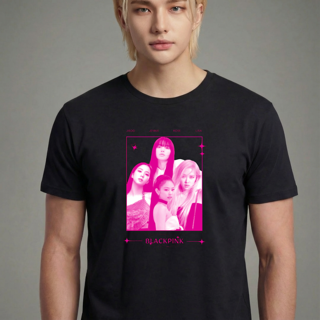 Camiseta BLACKPINK Halftone Pink preta