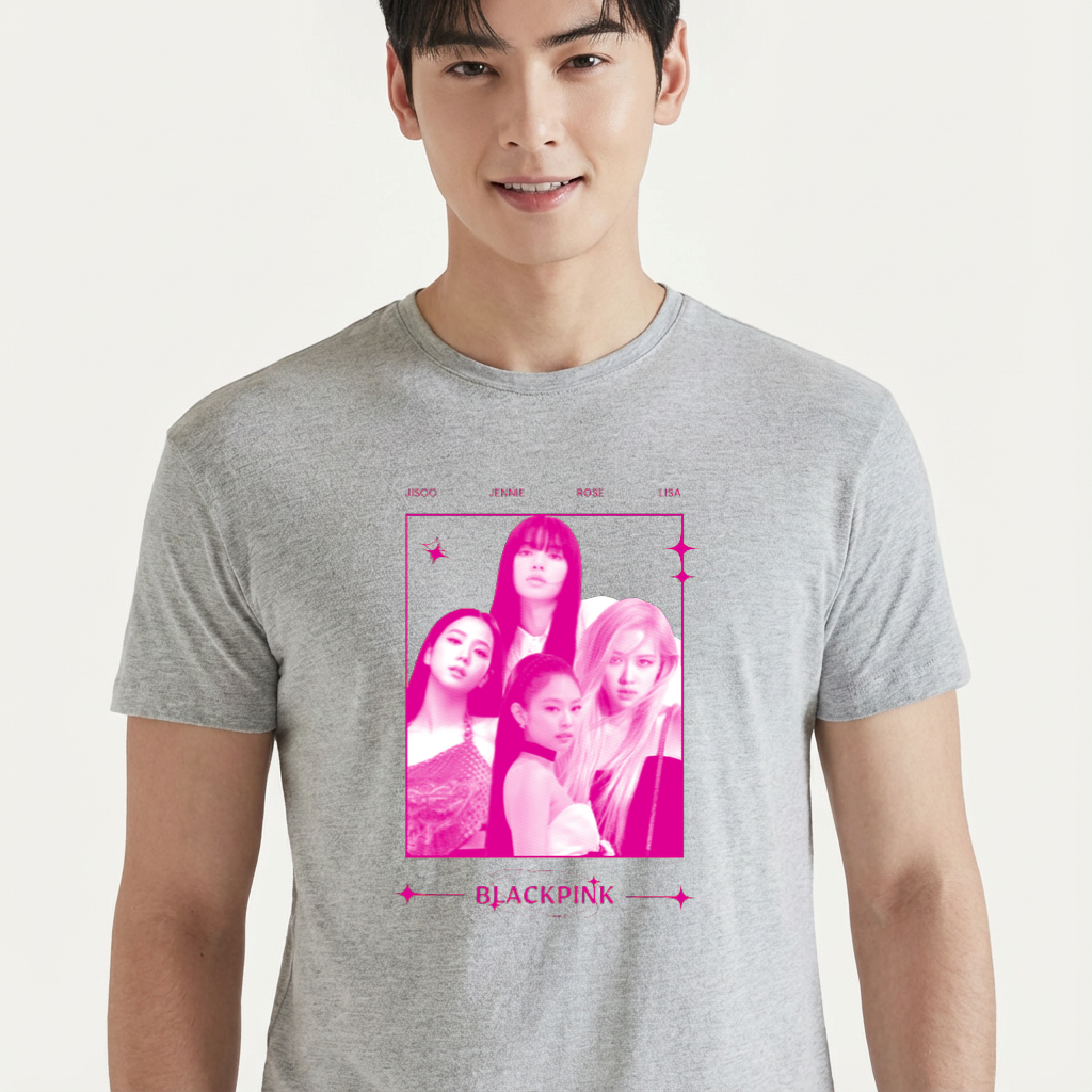 Camiseta BLACKPINK Halftone Pink cinza