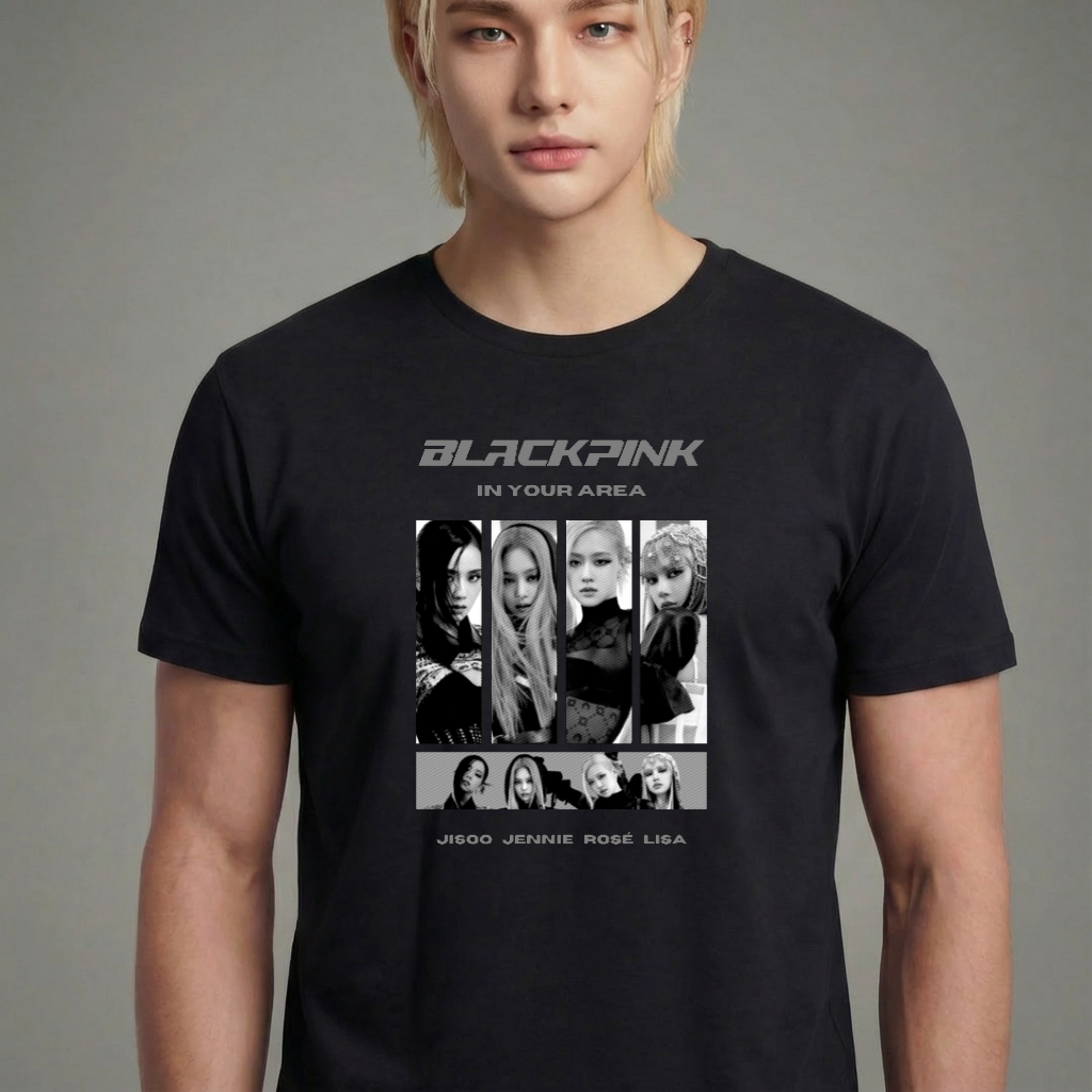 Camiseta BLACKPINK In Your Area P&B preta