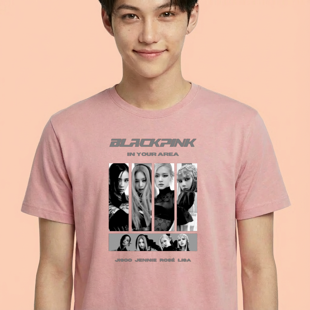 Camiseta BLACKPINK In Your Area P&B rosa