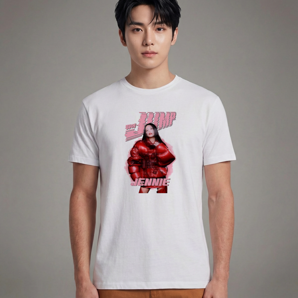 Camiseta BLACKPINK Jump Jennie branca