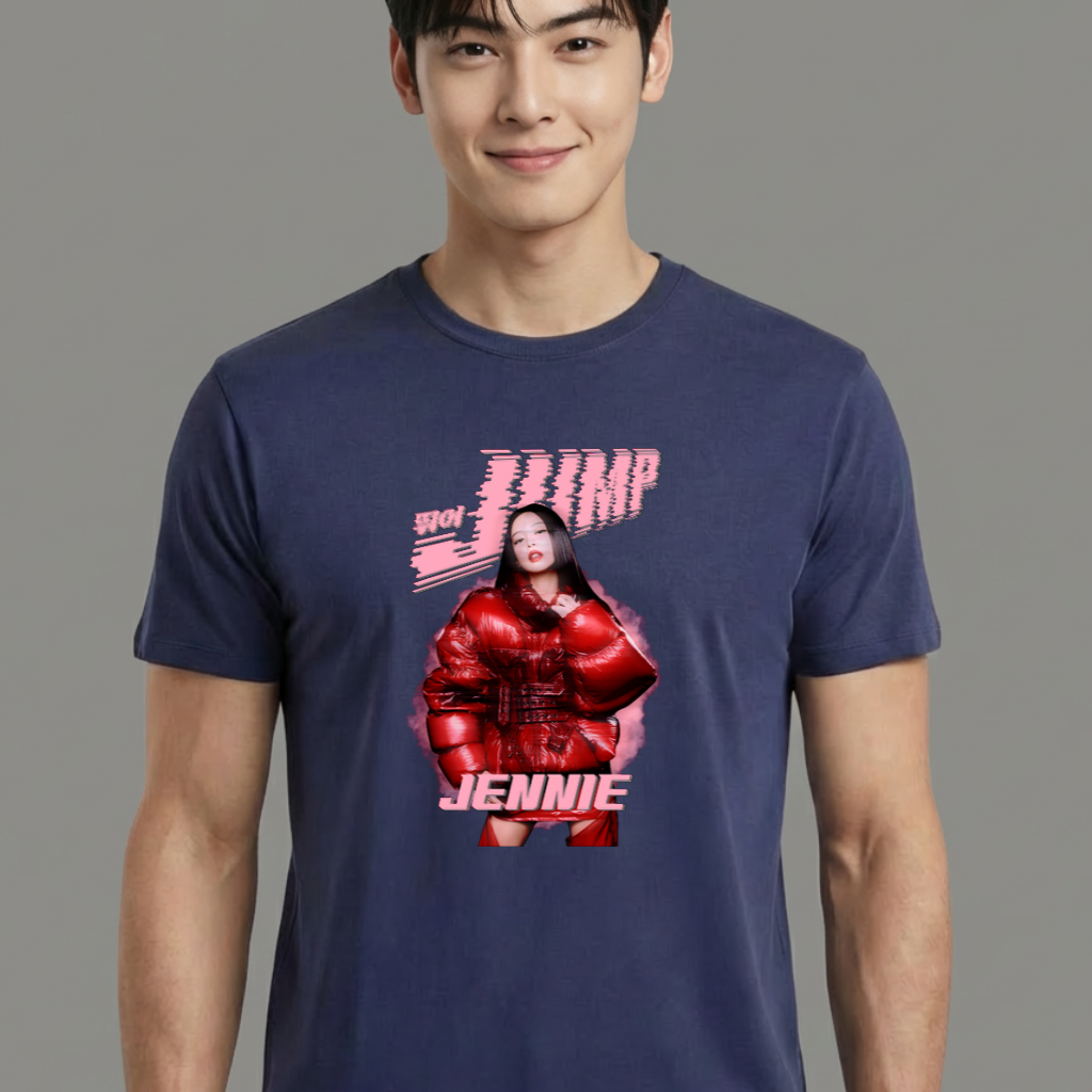 Camiseta camiseta-basica-blackpink-jump-jennie - Azul