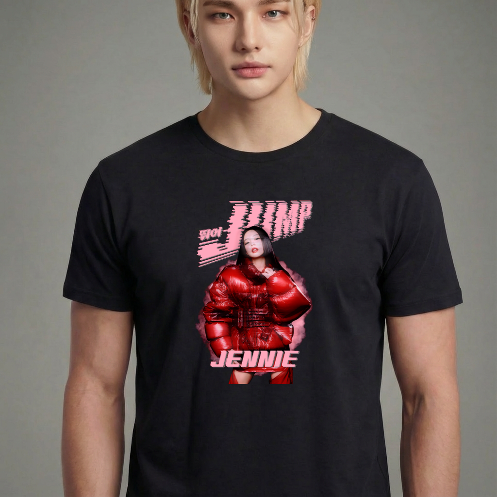Camiseta camiseta-basica-blackpink-jump-jennie - Preta