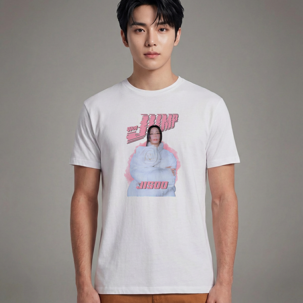 Camiseta Básica Blackpink Jump Jisoo - Branca