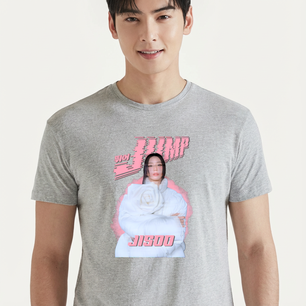 Camiseta camiseta-basica-blackpink-jump-jisoo - Cinza