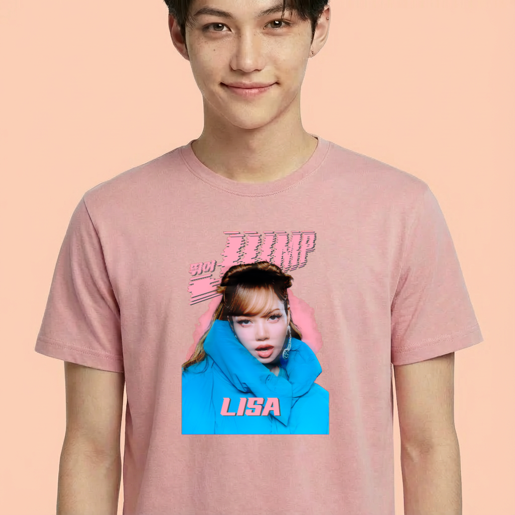 Camiseta camiseta-basica-blackpink-jump-lisa - Rosa