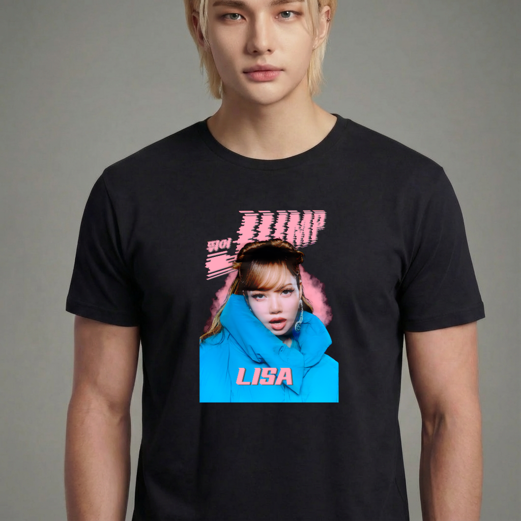 Camiseta camiseta-basica-blackpink-jump-lisa - Preta