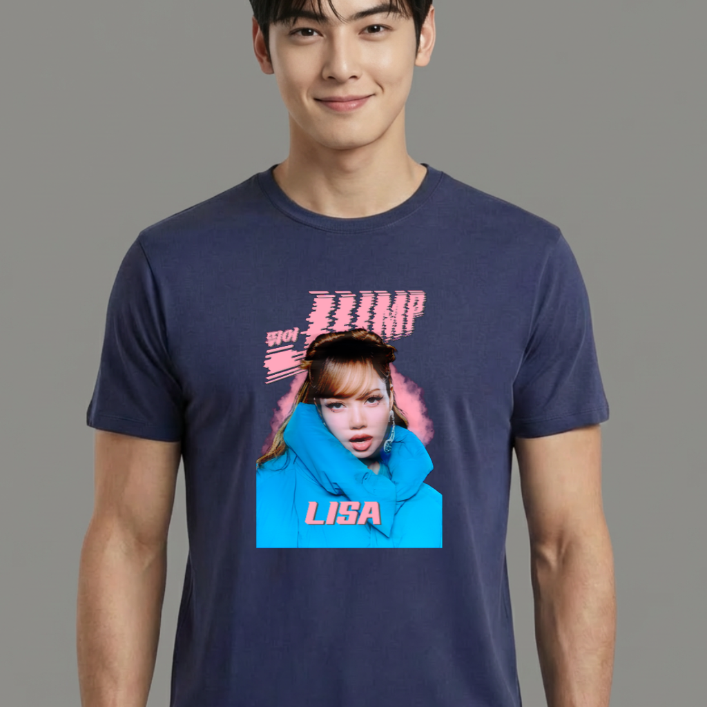 Camiseta camiseta-basica-blackpink-jump-lisa - Azul