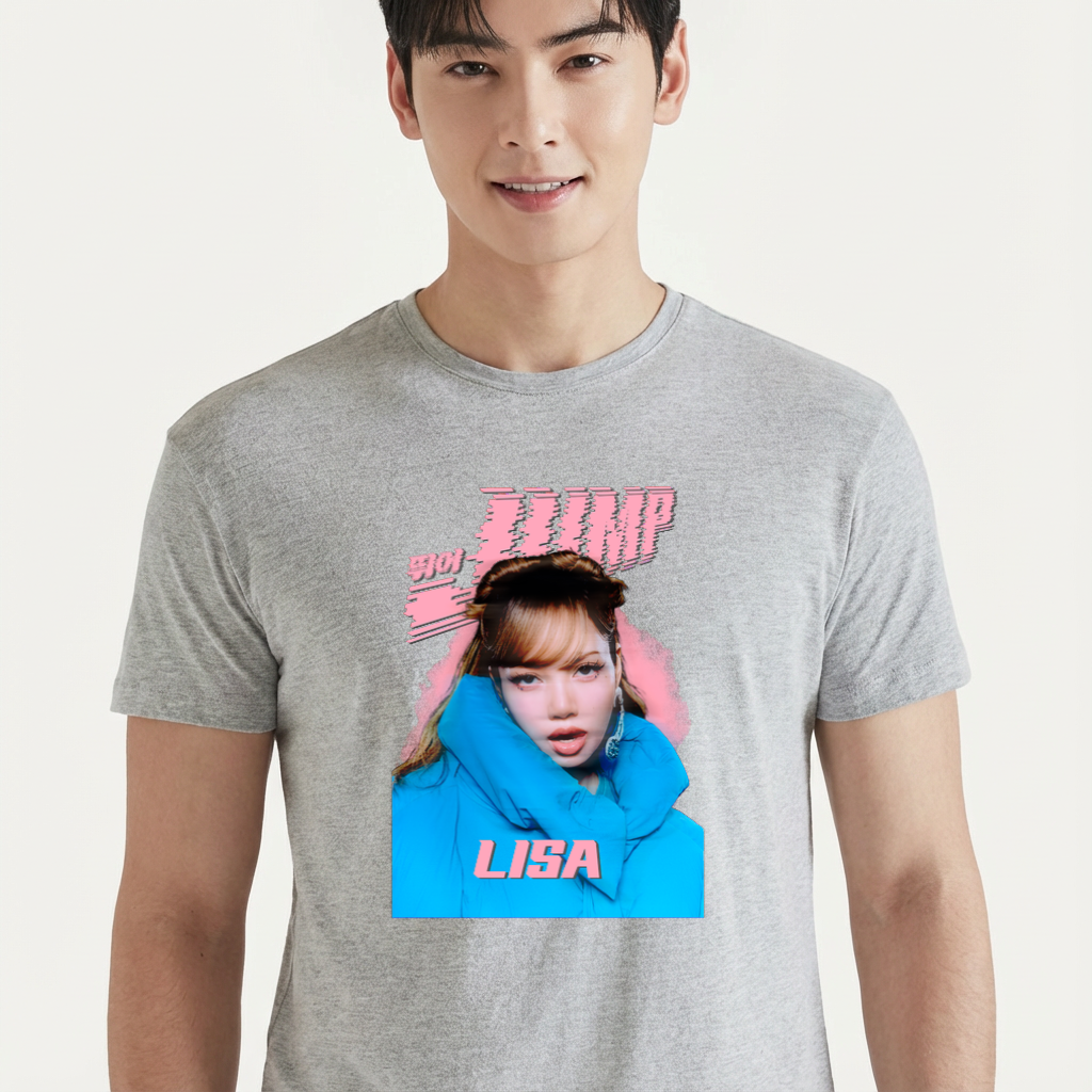 Camiseta camiseta-basica-blackpink-jump-lisa - Cinza