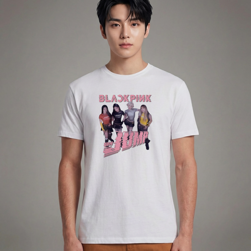 Camiseta Básica Blackpink Jump OT4 - Branca