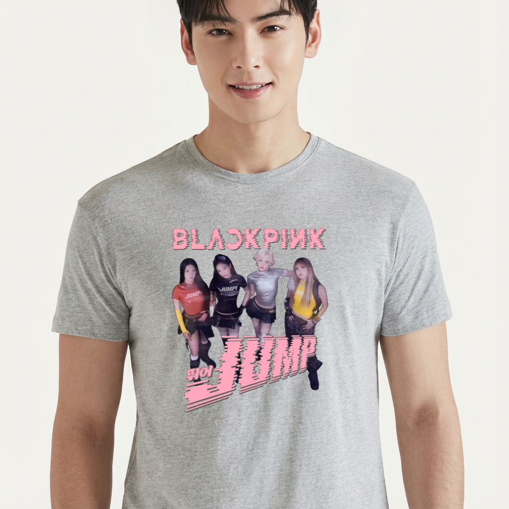 Camiseta camiseta-basica-blackpink-jump-ot4 - Cinza