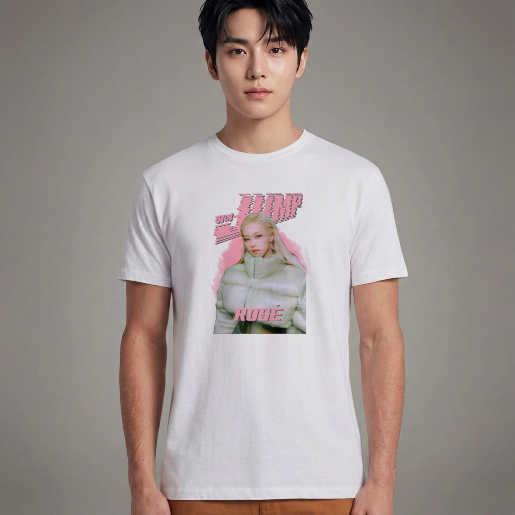 Camiseta Básica Blackpink Jump Rosé - Branca