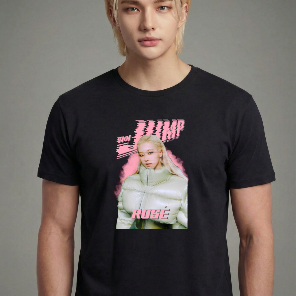 Camiseta camiseta-basica-blackpink-jump-rose - Preta