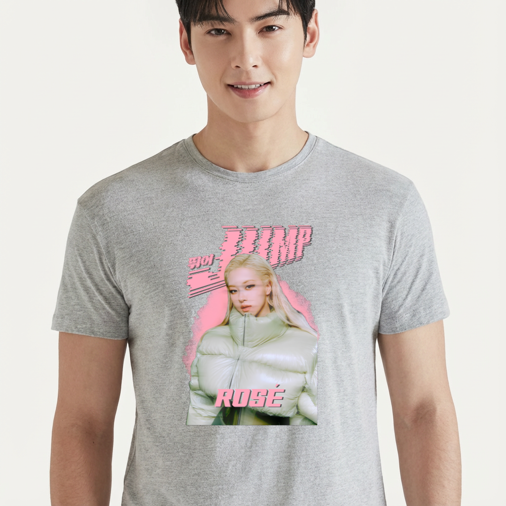 Camiseta camiseta-basica-blackpink-jump-rose - Cinza