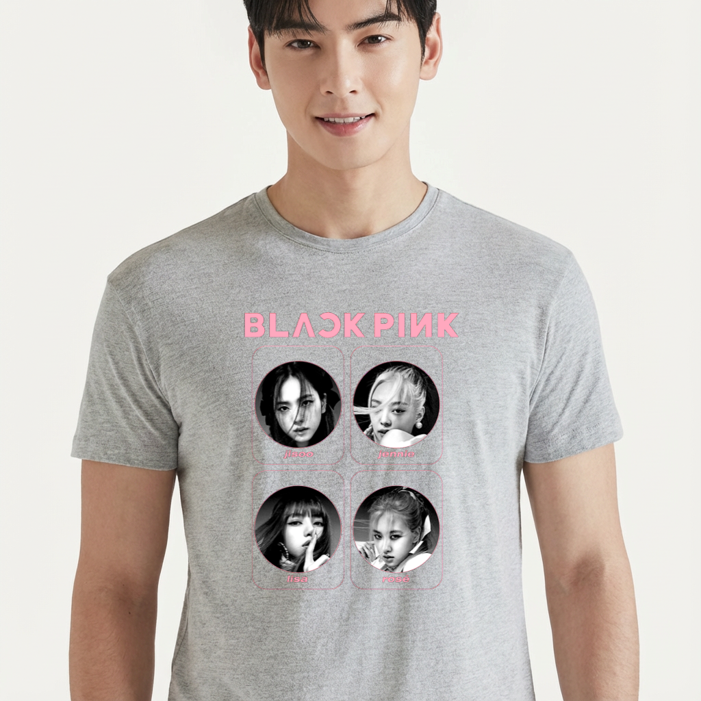 Camiseta camiseta-basica-blackpink-members - Cinza