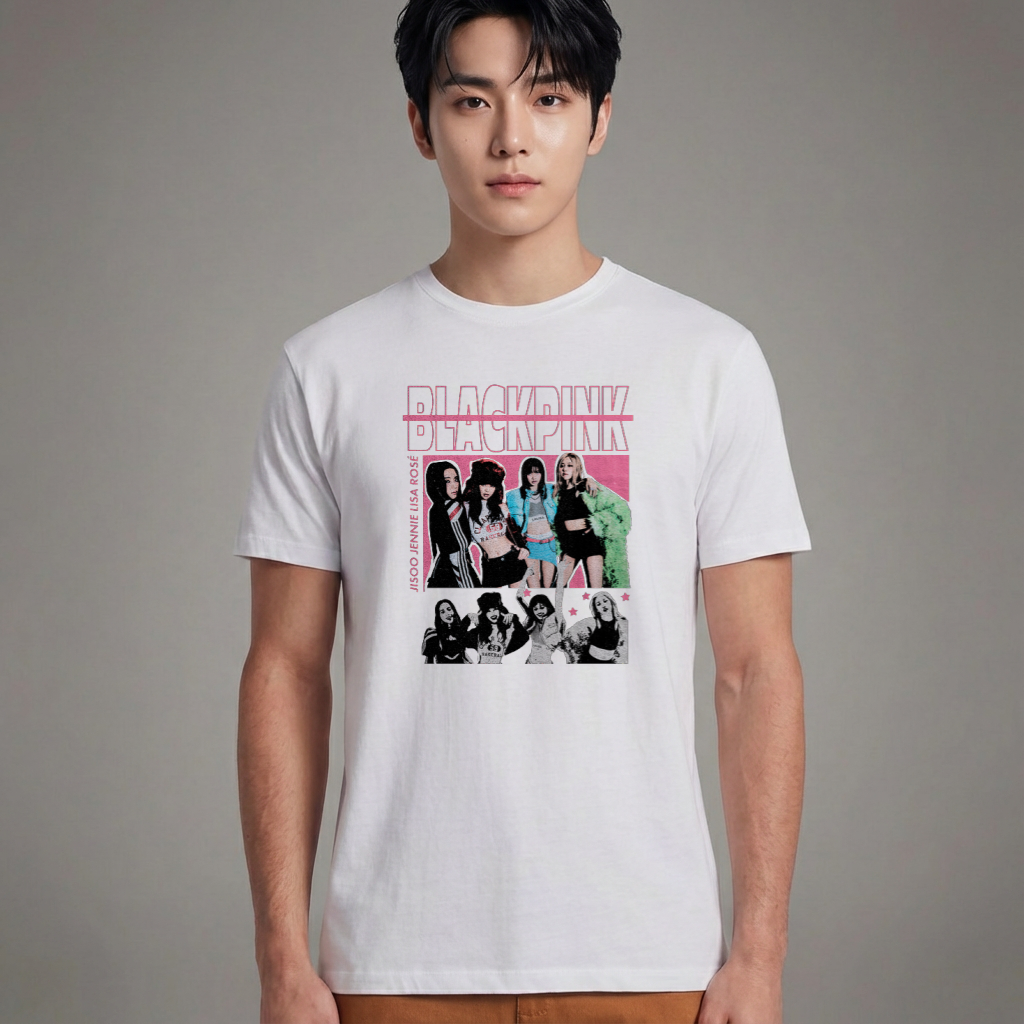Camiseta Básica Blackpink Stars - Branca