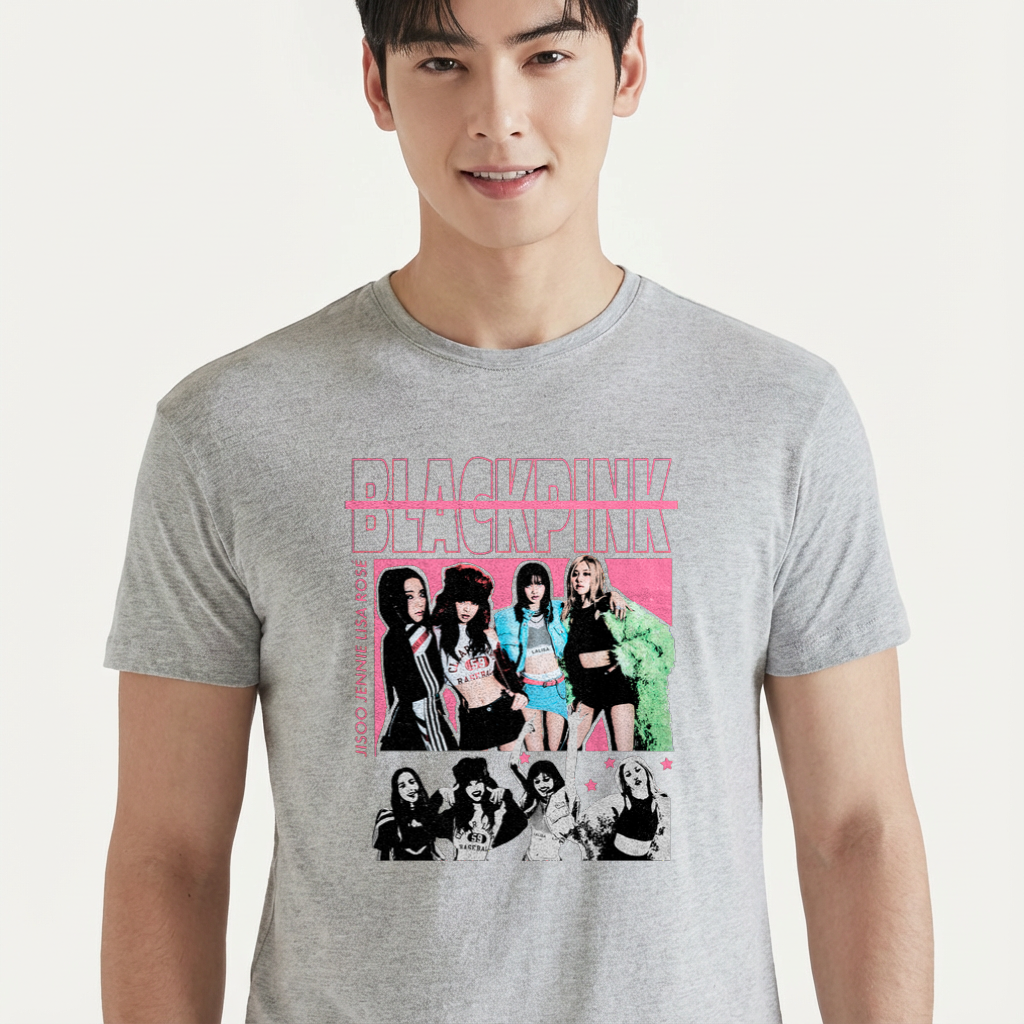 Camiseta BLACKPINK Stars cinza