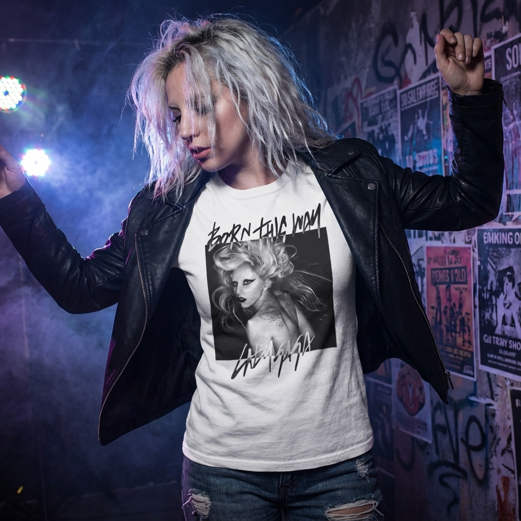 Camiseta Básica Born This Way Lady Gaga - Branca