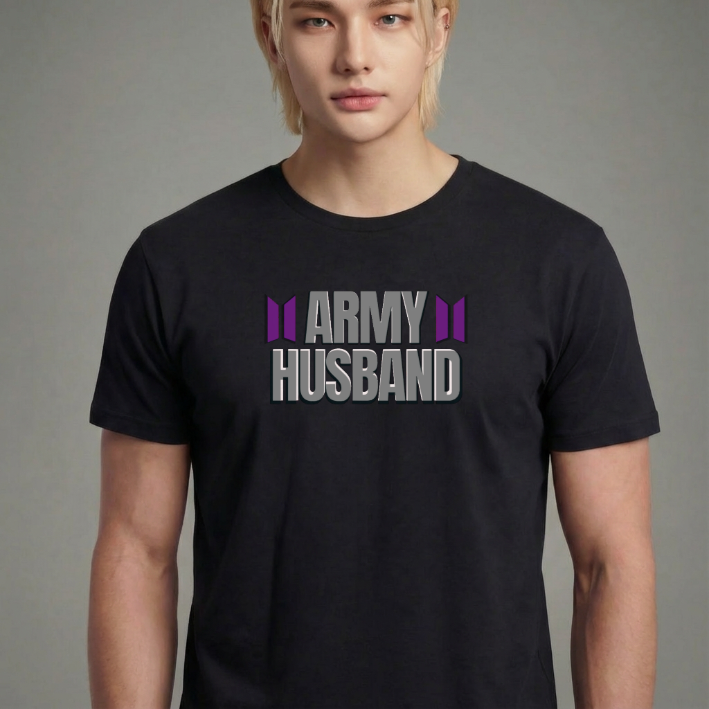 Camiseta camiseta-basica-bts-army-husband - Preta