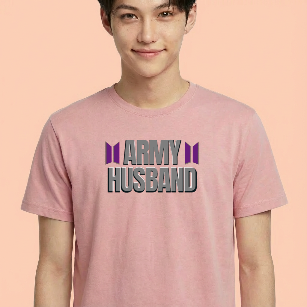 Camiseta camiseta-basica-bts-army-husband - Rosa